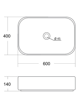 Раковина накладная (60х40) Orange  B03-600W белый глянец